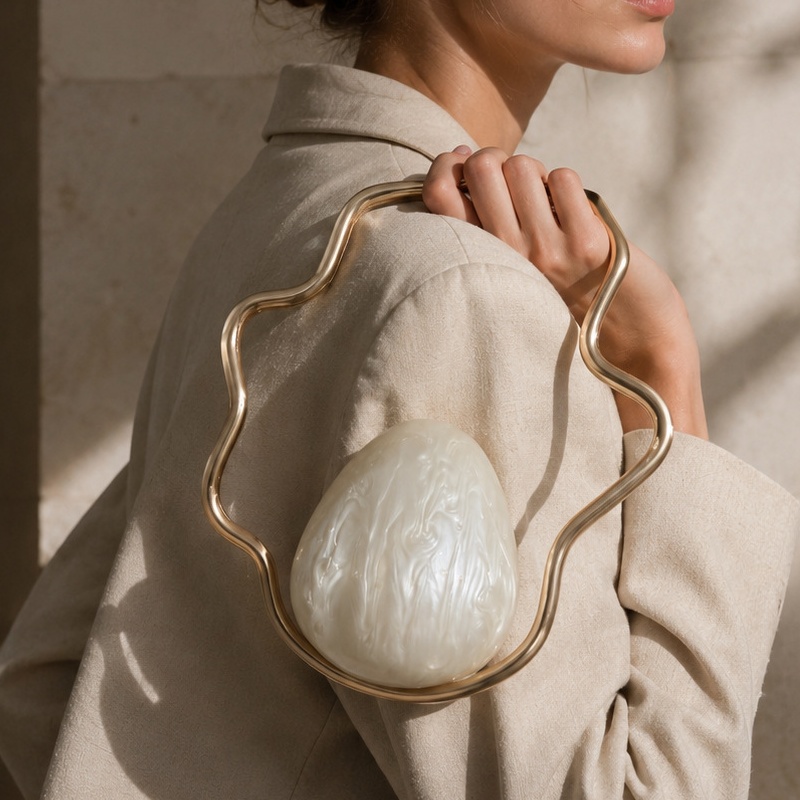 Women Bags Gold - Mini Bolsa de Acrílico em Formato