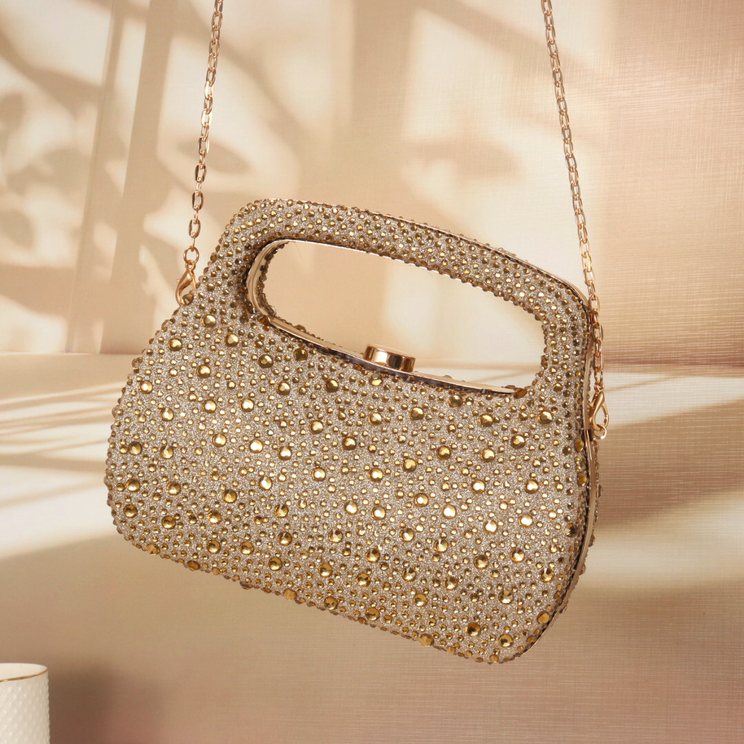 Women Bags Gold - Bolsa de festa luxuosa com glitter