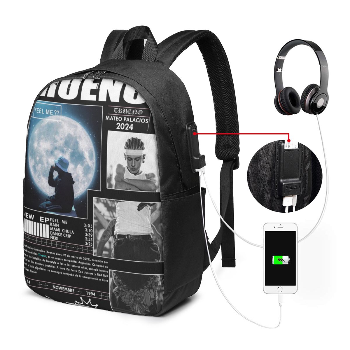Women'S Bags - Mochila Engraçada Trueno Hip Hop Rapper