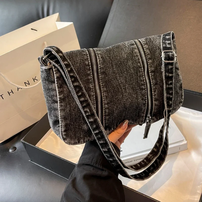 Sólido zíper denim versátil bo - Women'S Bags New Look avaliação e preço