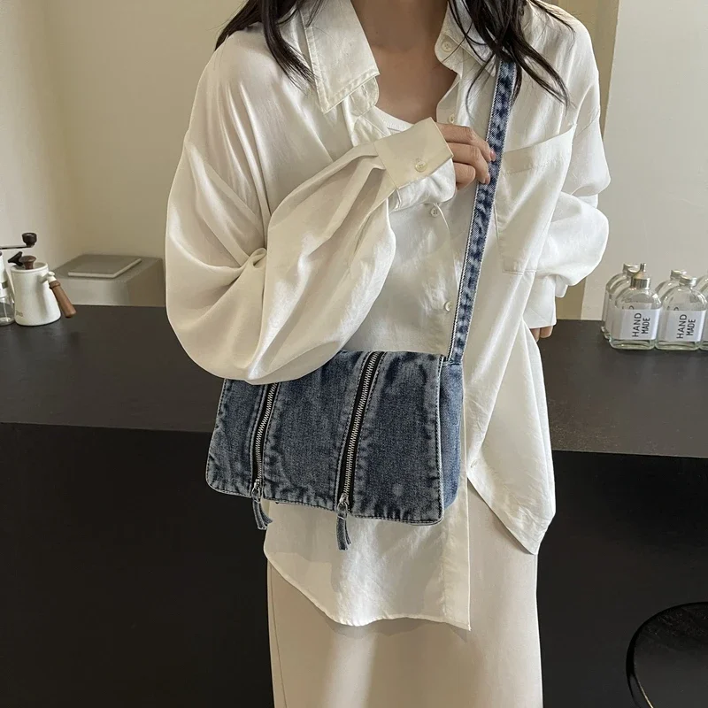 Sólido zíper denim versátil bo - Women'S Bags New Look avaliação e preço